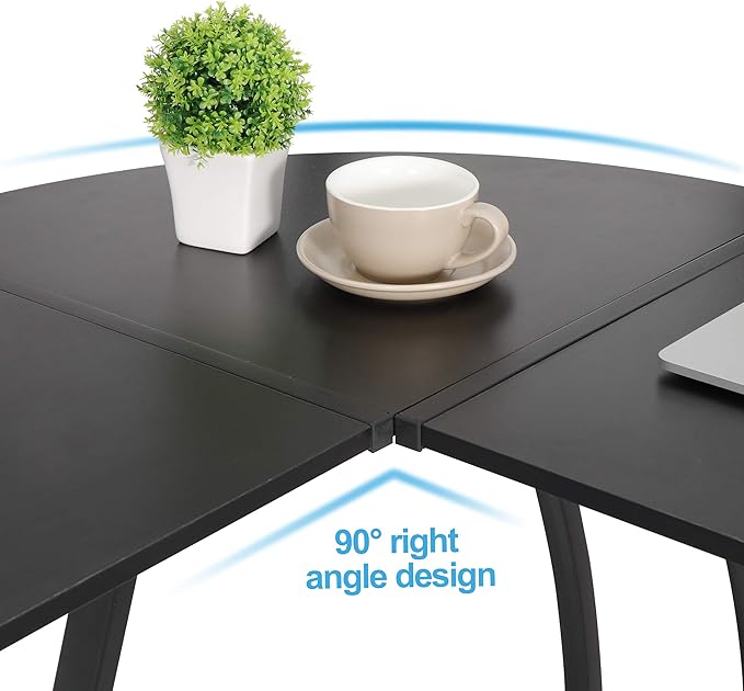 Super Deal L-Shaped Corner Desk Computer Gaming Desk - 58 Inch Modern Home PC Table Office Writing Workstation Black