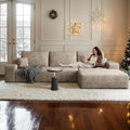 108 W Corduroy Sectional Boneless Cloud Couch with Chaise No Assembly Required L Shaped Modular Sectional Sofa Oversized Cozy Fluffy Sofa for Living Room (Camel Right Facing Chaise) | Compression
