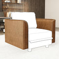 LLappuil Modular Sectional Sofa Pair of Side Armrest Module for Customize Couch Modern Brown Faux Leather