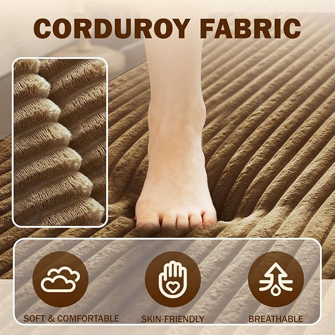 Modern 2-in-1 Convertible Sofa Bed 78 Full Size Corduroy Floor Sofa with 2 Pillows Folding Mattress Sleeper for Living Room &amp Guest Room No Assembly Required