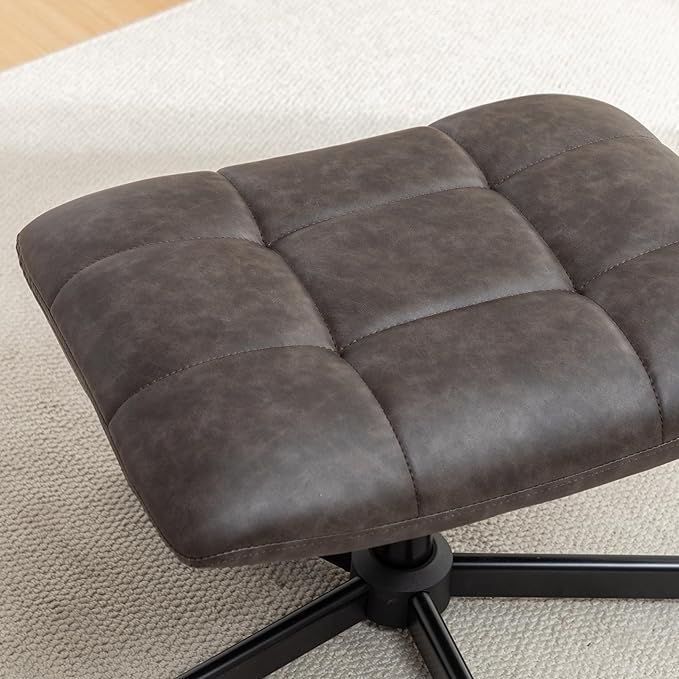 Roundhill Furniture Arlena 2-Piece Seating Set Faux Leather Tufted Accent Chair and Ottoman Brown
