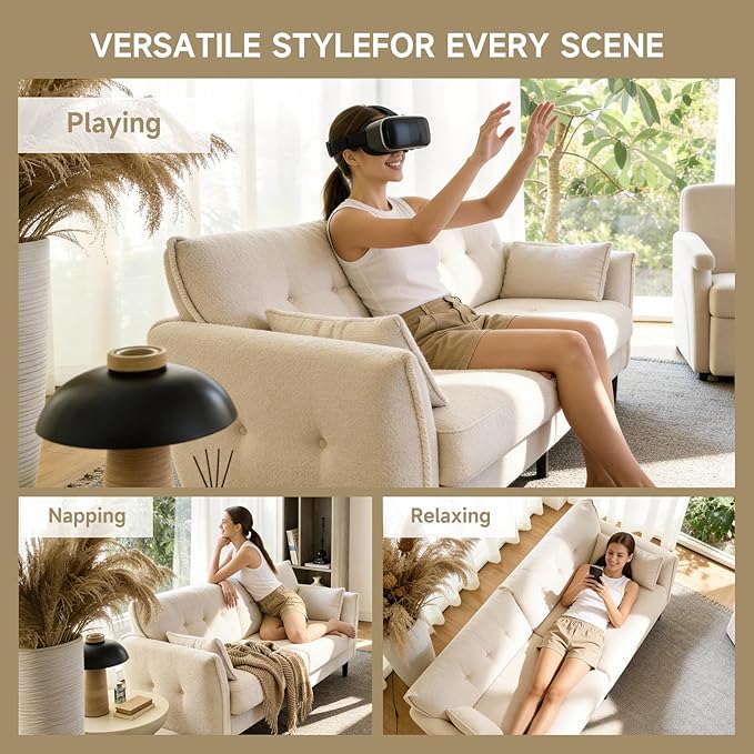 85.8 Modern Loveseat Sofa Love Seat Couches for Living Room Button Tufted Upholstered Furniture Solid &amp Easy to Install Small Couch for Bedroom Office Apartment