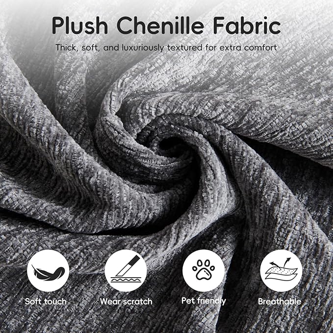5-in-1 Convertible Folding Sofa Bed 79 Queen Chenille Boneless Couch with Removable Armrests No Assembly Loveseat Sleeper Sofa Modular Futon Couch for Living Room &amp Bedroom Dark Grey