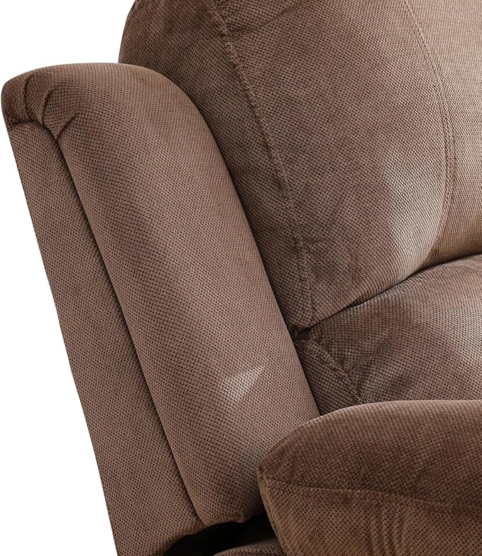 Manual Velvet Recliner Chair Sofa for Living Room35 Ergonomic Reclining Chair with 10 Arm/Upholstered Seat/Metal FrameModern Single Couch for Rv Sofa/Home Theater Seating/Office(Brown)