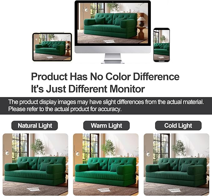 5-in-1 Folding Convertible Sofa Bed Loveseat Sleeper with Pull-Out Bed Floor Sofa Modular Futon Couch 79 Oversized Corduroy Upholstered Boneless Couch for Living Room Bedroom Lounge Green-C