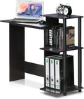 Furinno EFFICIENT Desk 28.6 Wide Gaming Desk with 3 Open Side Shelves Laptop Notebook Computer Desk Office Desk for Home Office Study Room Dorm Bedroom Dark Walnut
