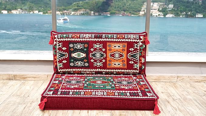 arabicsofa Moroccan Majlis Seating Sofa Set – Modular Floor Pillow Seating Cushion with Backrest Pillow