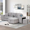 Flieks 104.5 inch Reversible Sectional Sofa with Storage Chaise2 Shelves2 Stools and 2 Tossing Cushions - 3 Seat Sleeper Contemporary Corner Sectional with Pull-Out Sleeper and Chaise