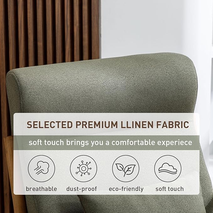 ANJ Mid Century Modern High Back Accent Chairs Set of 2 Single Lounge Armchair with Solid Wood Frame Comfy Reading Chair for Living Room Easy Assembly