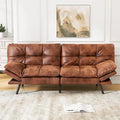 Faux Leather Futon Sofa BedConvertible Futon CouchMemory Foam Loveseat Sleeper SofaSmall Splitback Modern Folding Couch for Living RoomOfficeApartmentRetro Brown
