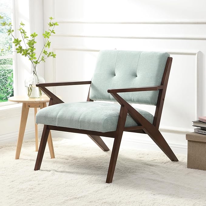 Modern Accent Chair Lounge Chair Armchair Comfy Side Chair Single Sofa Chair with Wooden Legs for Living Room Bedroom Reading Room