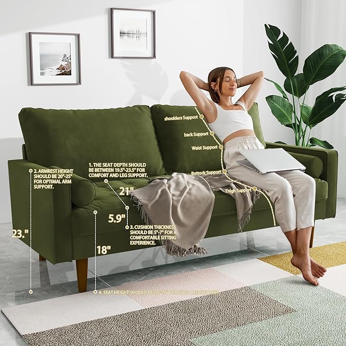 Loveseat Sofa 58 Love Seat for Small SpacesSpring CushionsEasy Assembly Sofa Couch w/Throw Pillow for Bedroom Living Room (Olive Green)