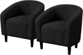 Topeakmart Barrel Chair Soft Sherpa Accent Chair Side Chair Club Chair Modern Style Deep Seating Barrel Armchair for Living Room Furniture Reading Room Bedroom Set of 2 Black