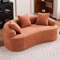 65” Coral Pink Curved Couch&amp Loveseat Sofa with 3 Pillows Compression Couch with Round Armrest Suitable for Small Space Bedroom Living Room Memory Foam Chenille No Assembly (Coral)