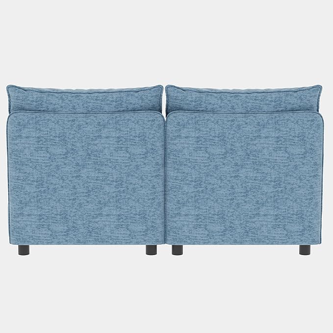 Loveseat Modular Storage Sectional Sofa Customizable Seating Group Sofa&ampCouch Convertible Lounge Sleeper Chaise Daybed with Movable Seat and Ottomans Chenille Upholstered Sofa Couch for Living Ro