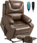 Large Power Lift Recliner Chair Sofa with Massage and Heat for Big and Tall ElderlyInfinite PositionsDual MotorCup HoldersExtended FootrestAir Leather Home Theater Seat