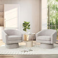 Modern 360° Swivel Accent Chair - Chenille Lounge Reading Sofa with Storage Space Single Club Armchair for Living Room Bedroom Office(Light Gray)