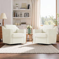 Swivel Accent Chair Modern Round Barrel Arm Chair for Living Room Bedroom Comfy Club Reading Chairs for Adults (Chenille Beige Set of 2)