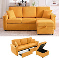 76'' Sectional Sofa Couches for Living Room 3 Seat L-Shaped Couch with Storage &amp Ottoman Corduroy Convertible Sofas with Chaise Apartment with USB Charging Cup Holder (Mustard Yellow)