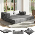 80 Foldable Chenille Futon Sofa Bed 4-in-1 Convertible Couch with 2 Pillows King-Size Floor Lounger for Living Room Guest Room Dorm - No Assembly (Gray 80in)