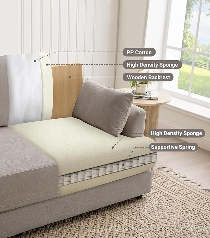 Kingfun 83 Chenille Sofa Modern Couch with Thickened Cushions Mid Century Couches with Solid Wood Frame Comfy Deeper Seats T-Cushion for Living Room and Bedroom Light Gray