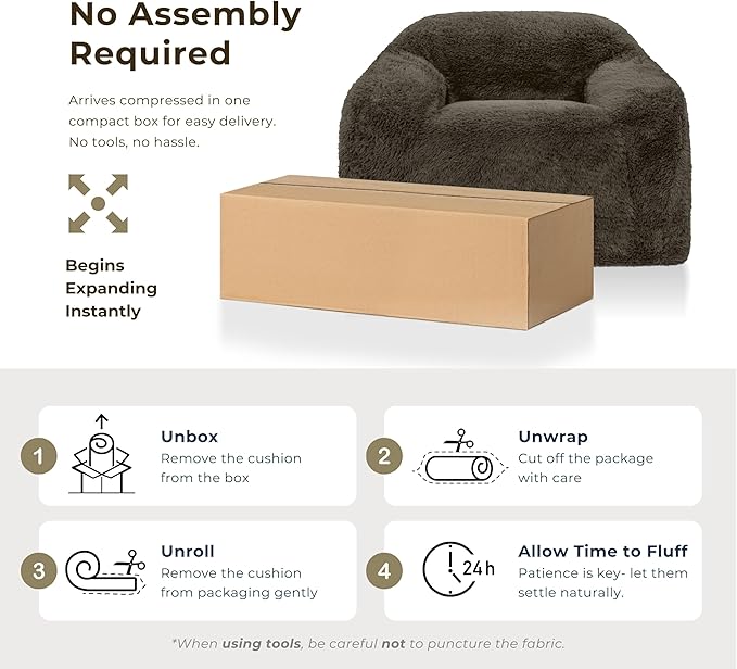 Furniture of America Fexon Modern Upholstered 1-Seater Foam Sofa Chair with Curved Arm Compressed Couch in a Box No Assembly Required for Living Room Home Theater and Office Cub Brown