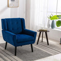 Generic Modern Soft Velvet Material Ergonomics Accent Chair Living Room Chair Bedroom Chair Home Chair with Black Legs for Indoor Home Blue