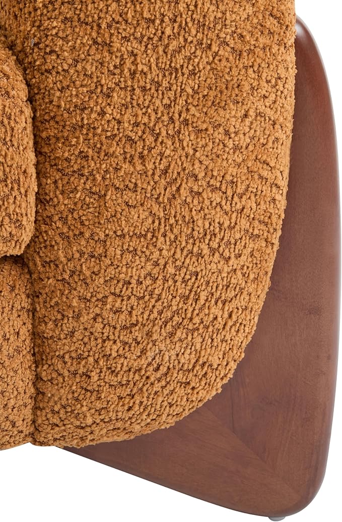 Christopher Knight Home Alma 63 Boucle Loveseat with Wood Legs 2 Seater Sofa Couches for Living Room Upholstered Couch Chair Soft Seating Lounge Sofa Chair Cozy Loveseat with Armrest Caramel