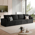 Homall Sectional Couches for Living Room Modern Boneless Couch with Deep Seat Upholstered Cloud Sofa No Assembly Required (Black Four-Seater Sofa)