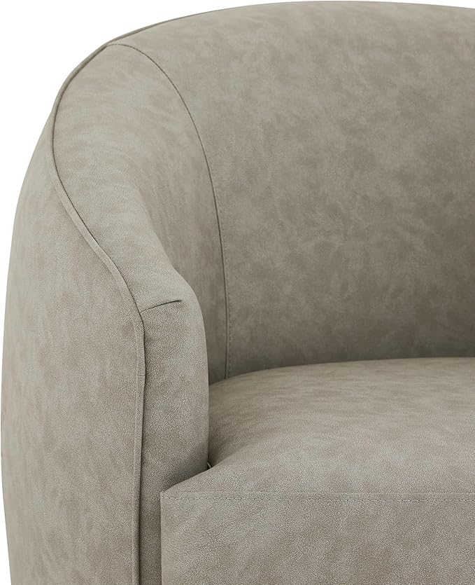 CHITA Swivel Barrel Chair Modern Comfy FSC Certified Upholstered Faux Leather Accent Chair for Living Room Fully Assembled Stone Grey