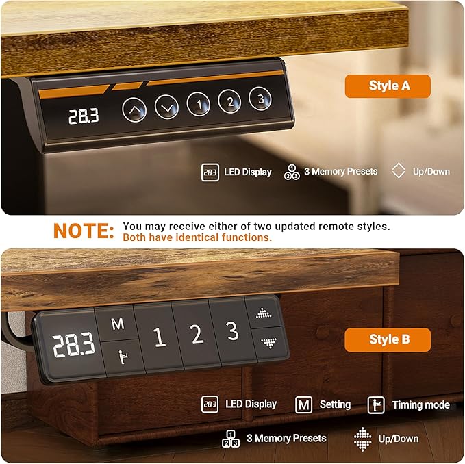 Claiks Electric Standing Desk Adjustable Height Stand up Desk 24x48 Inches Sit Stand Home Office Desk with Splice Board Black Frame/Rustic Brown Top
