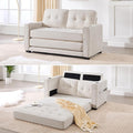 Convertible Sofa Bed Pull Out Loveseat Sleeper CouchLinen Fabric 2 in 1 Folding Couch Bed Fold Out Floor Futon Couches with Cup Holder for Living Room BedroomSmall Space Beige