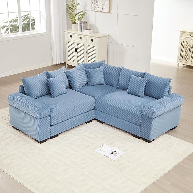 mikibama Modular Sectional Cloud Sofa CouchModern Roomy L-Shaped Corner Couch with Deep SeatConvertible Chenille Corner Sofas for Living RoomBedroomSmall Spaces