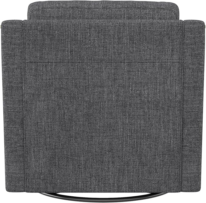 Swivel Accent Chair Set of 2 Modern Comfy Linen Upholstered Barrel Armchair with Nailhead Decor and Metal Base Soft Oversized Round Chair for Living Room Bedroom Club (2 Dark Grey)
