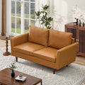 Tbfit Loveseat Faux Leather Sofa Couches for Living Room Bedroom &amp Office Light Brown