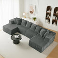 131 Cloud U-Shaped Sectional Sofa Modular Boneless Couch with Chaise4-Seater Couch for Living RoomPlush Corduroy Fabric No Assembly Required (Grey)