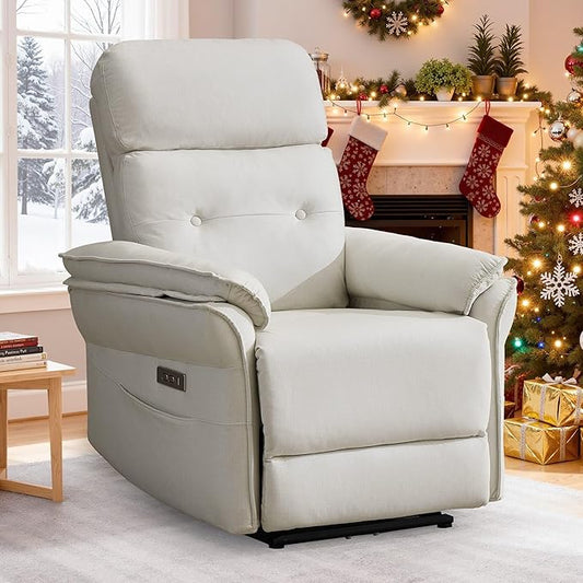 Power Zero Gravity Recliner Chairs for Adults Adjustable Electric Reclining Chair with USB&ampType-C Ports Wall Hugger Recliner for Small Spaces with Side Pocket for Living Room and Bedroom