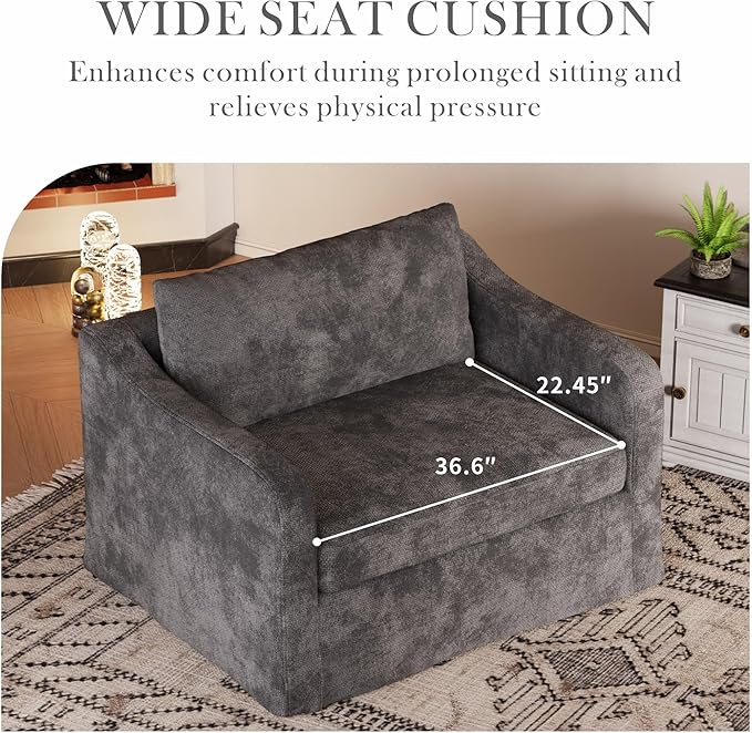 Aoiy &amp Wifon 43.9'' W Oversized Accent Chair Upholstered Mid-Century Reading Chair Comfy Oversized Armchair for Living Room &amp Bedroom Chenille Charcoal