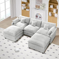 108 Cloud Couch U-Shaped Modular Corduroy Couch with 2 Ottomans &amp 5 Lumbar Pillows Modern Sectional Sofa with 5-Seater Deep SeatComfy Oversized Couch for Living RoomApartmentBedroomGrey