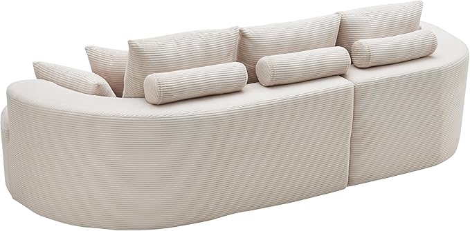 kevinplus 106'' Sectional Curved Sofa Sponge Couch with Chaise Lounge for Living Room L-Shape Modern Sectional Sofa Couch No Wood Structure &amp No Assembly 72 Hour Rebound Gray
