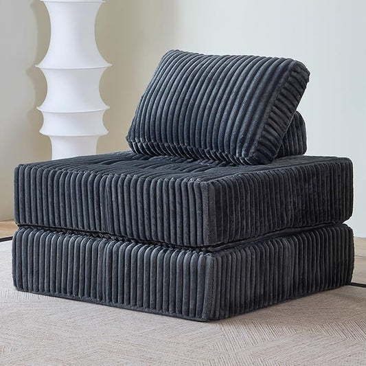 Folding Sofa Chair Foldable Floor Sofa Bed with Corduroy Convertible Sleeper Chair Single Portable Fold Out Chair Bed for Adults Folding Futon Mattress for Small Spaces Apartments
