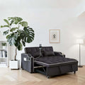 Loveseat Sofa Bed with USB Ports Phone Holder &amp Cup Holders | Convertible Futon Couch for Small Spaces Pull-Out Sleeper Sofa for Living Room &amp Apartments (Grey Double Seat)