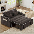 3-in-1 Convertible Loveseat Sleeper Sofa with Cup Holders &amp Phone Holder Futon Couch with Pull Out Bed and Adjustable Backrest Modern Velvet Chaise Lounge for Living Room Bedroom (Brown 54.7)