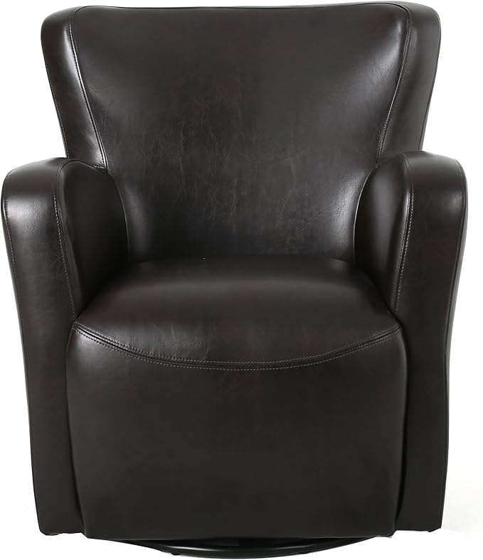 Christopher Knight Home Vada Leather Swivel Chair Brown