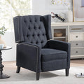 Pushback ReclinerComfortable Wingback Recliner Sofa Chair with Adjustable Backrest Tufted Fabric Upholstered ArmchairRetro Rivets Decorated Recliner for Living Room Bedroom Office Home(Black)