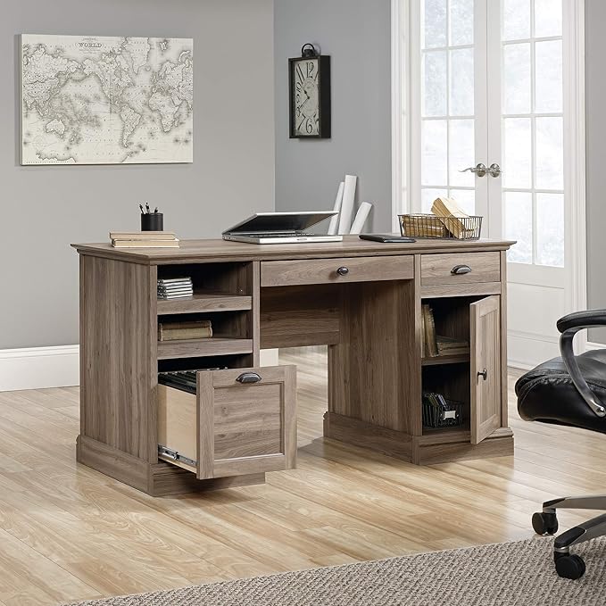 Sauder Barrister Lane Executive Desk Salt Oak finish