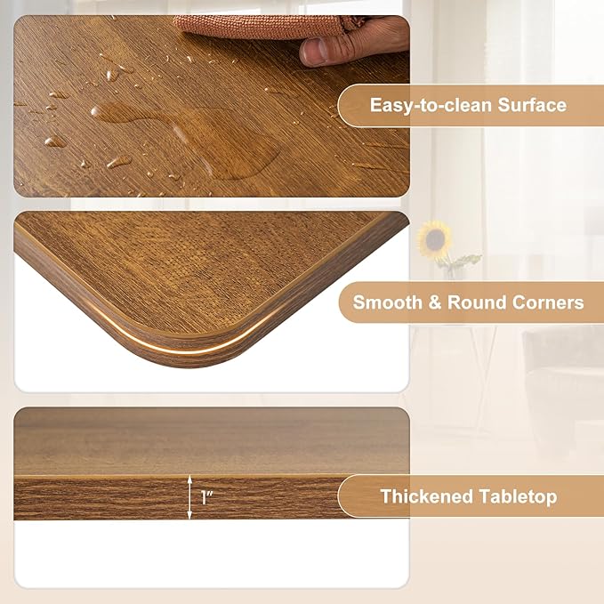 Tangkula Universal Wood Table Top 48” x 30” Solid One-Piece Desktop for Standard &amp Sit to Stand Desk Frame Rectangular Workbench Top Board with Cable Holes Countertop DIY Coffee Bar Tabletop