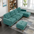 kevinplus 111 Velvet Sectional Sofa Couch for Living Room Modern Contemporary L-Shaped 4-Seat Tufted Sofa Couch with Chaise Lounge &amp Ottoman for Apartment Office Strong Metal Leg Green
