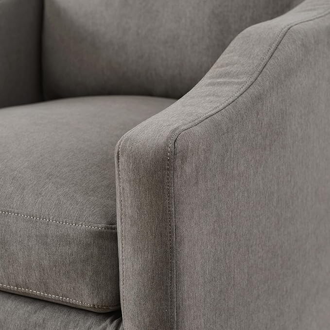 KINWELL 28 Wide Upholstered Down Fill Slipcovered Swivel Barrel Chair Modern Comfy Swivel Accent Chair with Pillow Back for Living Room Bedroom Fully Assembled (Slate Gray)