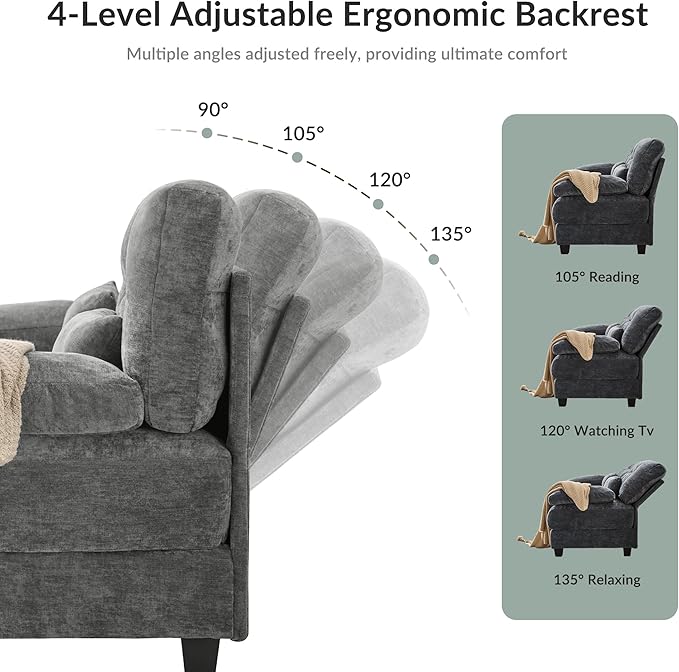 119'' Modular Sectional Cloud Couch with 2 OttomanDeep Seat Sleeper Sofa U Shaped Sectional CouchConvertible Upholstered Comfy Chenille Sectional Sofa for Living RoomBedroom(Grey)